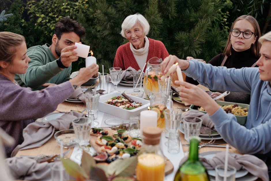 Lighting an outdoor dinner so nobody squints